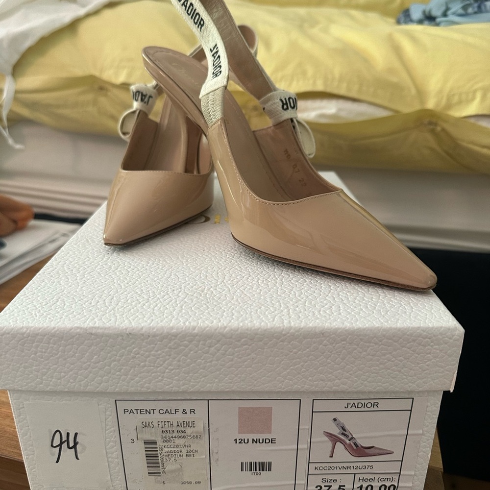 Dior Beige Patent Slingback Heels